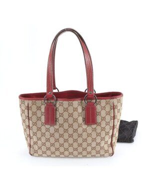 Gucci GG Canvas Leather Tote Shoulder Hand Enm